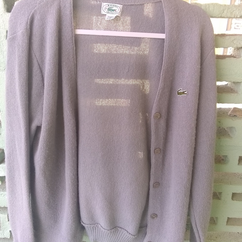 Vtg izod lacoste 38 grey cardigan size 6 haymaker